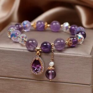 Amethyst Zircon Love Heart Soul Charm Bracelet | AetherFate