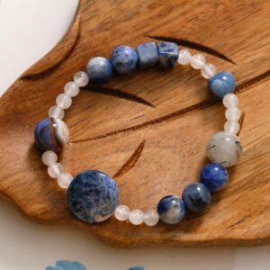 For When You Need Quiet Wisdom | Blue Aventurine Agate Jade Black Rutilated Quartz Bracelet | AetherFate