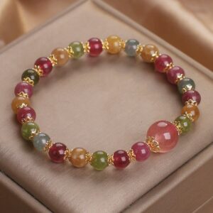 For When You Need Gentle Clarity | Tourmaline Strawberry Quartz Wisdom Bracelet | AetherFate