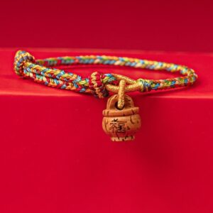 For When You Need Quiet Grounding | Peach Wood Fu Character Safe And Well Bracelet | AetherFate