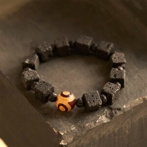 For When You Need Quiet Presence | Lava Rock Dzi Bead Bracelet | AetherFate