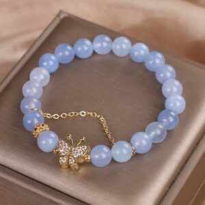 For When You Need Quiet Presence | Aquamarine Butterfly Serenity Bracelet | AetherFate