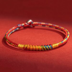 For When You Need Gentle Focus | Multicolor Red String Alloy Sterling Silver Buckle Bracelet | AetherFate