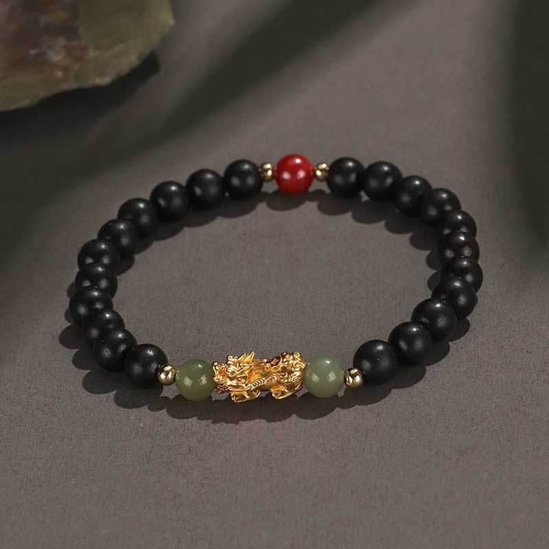 For When You Need Gentle Focus | 999 Sterling Silver Sandalwood Ebony Wood Small Leaf Red Sandalwood Hetian Jade Cinnabar Wealth-attuned Bracelet | AetherFate - Image 8