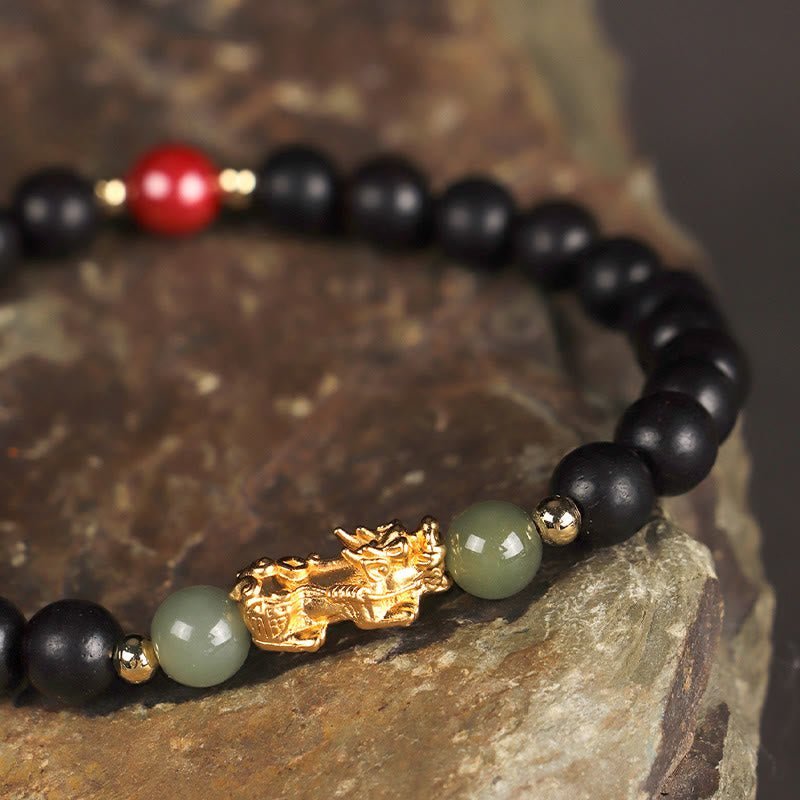 For When You Need Gentle Focus | 999 Sterling Silver Sandalwood Ebony Wood Small Leaf Red Sandalwood Hetian Jade Cinnabar Wealth-attuned Bracelet | AetherFate - Image 9