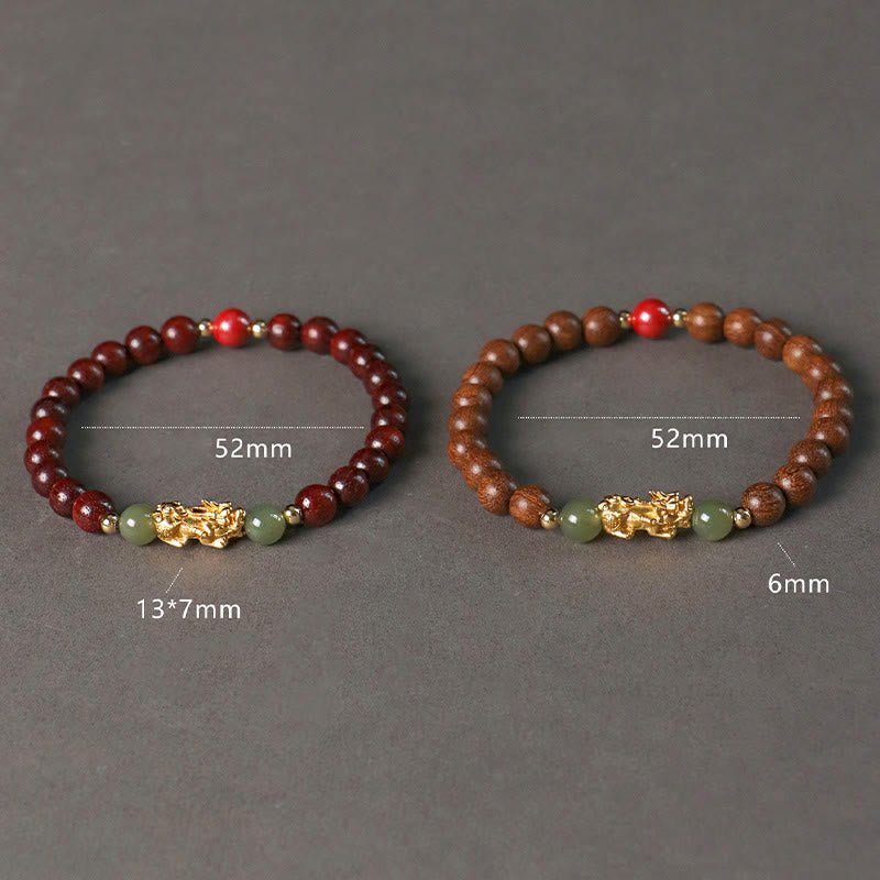 For When You Need Gentle Focus | 999 Sterling Silver Sandalwood Ebony Wood Small Leaf Red Sandalwood Hetian Jade Cinnabar Wealth-attuned Bracelet | AetherFate - Image 10