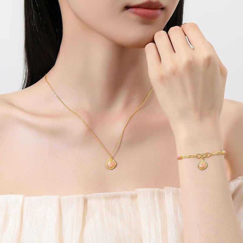 For When You Need Gentle Focus | Sterling Silver Year Of The Snake Golden Snake Bracelet Necklace Pendant | AetherFate - Image 2