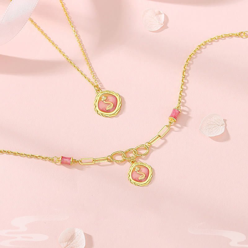 For When You Need Gentle Focus | Sterling Silver Year Of The Snake Golden Snake Bracelet Necklace Pendant | AetherFate - Image 5