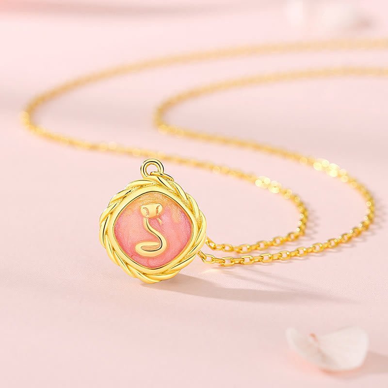 For When You Need Gentle Focus | Sterling Silver Year Of The Snake Golden Snake Bracelet Necklace Pendant | AetherFate - Image 4