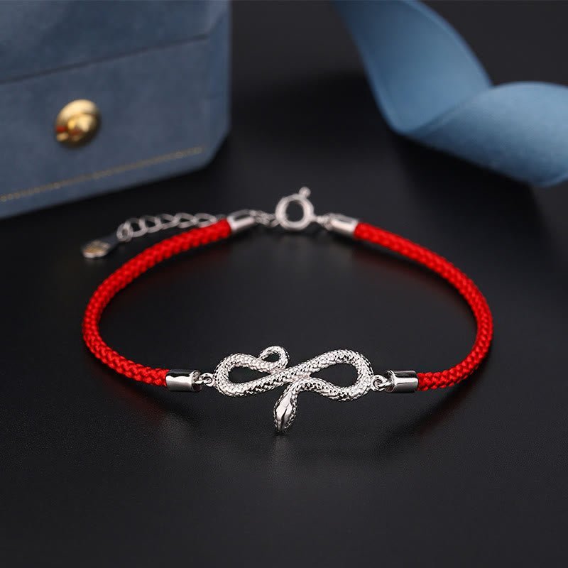 For When You Need Gentle Focus | 999 Sterling Silver Year Of Snake Red String Braided Bracelet | AetherFate - Image 4
