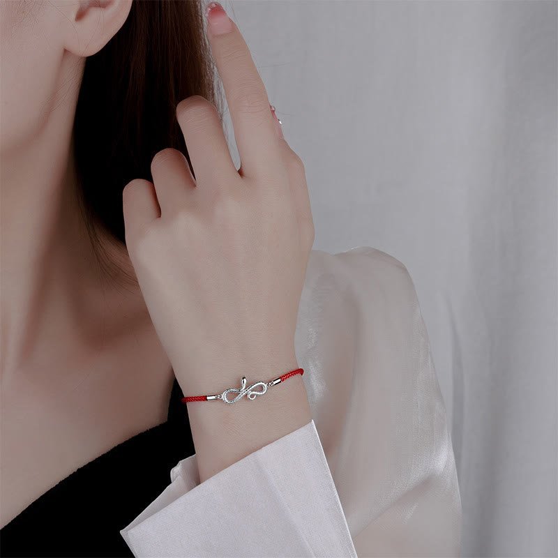 For When You Need Gentle Focus | 999 Sterling Silver Year Of Snake Red String Braided Bracelet | AetherFate - Image 3