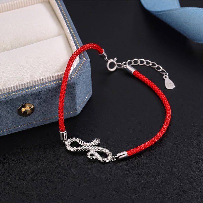 For When You Need Gentle Focus | 999 Sterling Silver Year Of Snake Red String Braided Bracelet | AetherFate - Image 5