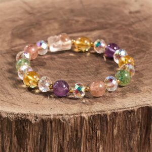 Soft Joy, Worn Daily. Strawberry Quartz & Clear Quartz Bracelet by AetherFate