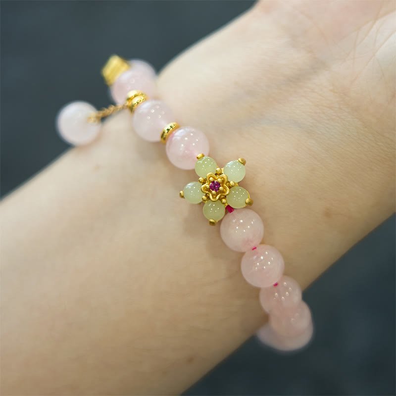 For When You Need Gentle Optimism | Pink Crystal Citrine Flower Warmth Bracelet | AetherFate - Image 2