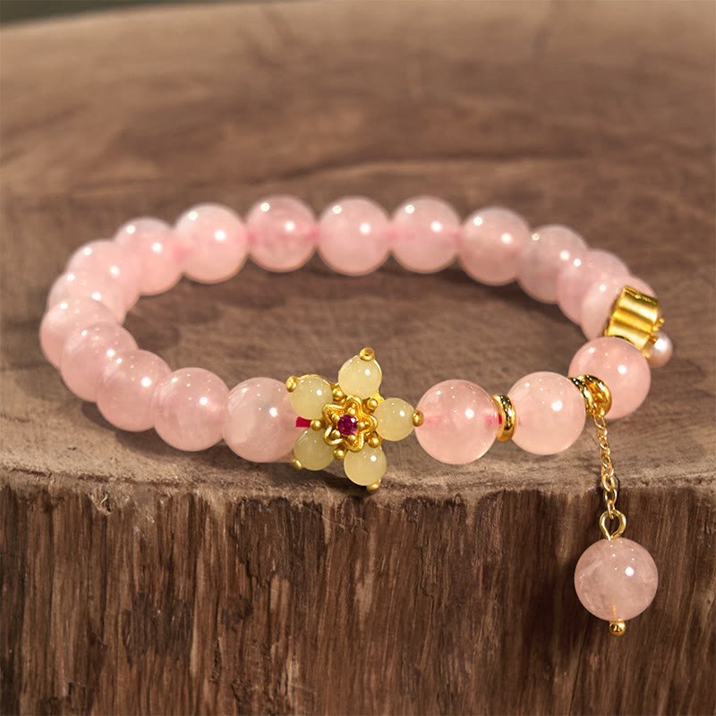 For When You Need Gentle Optimism | Pink Crystal Citrine Flower Warmth Bracelet | AetherFate