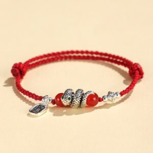 For When You Need Steady Presence | Fu Character Agate Year Of The Snake Fortune Charm String Bracelet | AetherFate