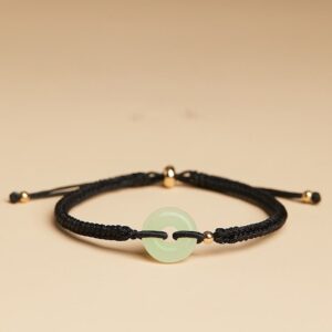 For When You Need Quiet Wisdom | Hetian Jade Peace Buckle Fu Character Braided Bracelet | AetherFate