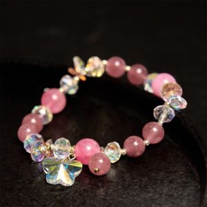 Strawberry Quartz & Clear Quartz Bracelet | Your Quiet Daily Anchor for Soft Joy | AetherFate