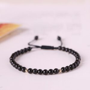 For When You Need Inner Stillness | Small Black Obsidian Beads Fulfillment Rope Bracelet | AetherFate