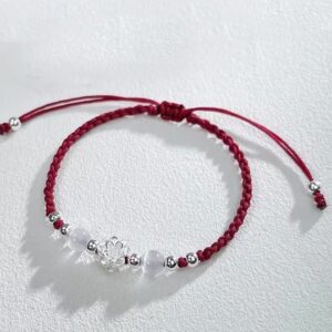 For When You Need Gentle Focus | 999 Sterling Silver Lotus Design Cat's Eye Bead String Bracelet | AetherFate