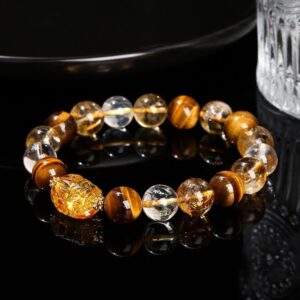 For When You Need Quiet Warmth | Yellow Tiger Eye Citrine Beeswax Wealth-attuned Strength Bracelet | AetherFate
