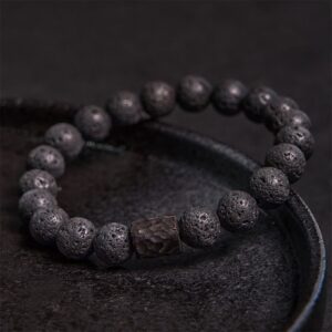 For When You Need Quiet Warmth | Lava Rock Ebony Wood Tiger Eye Bracelet | AetherFate