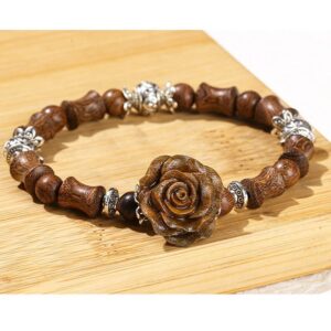 🔮 For When You Need Quiet Presence | Sandalwood Bamboo Pattern Camellia Bracelet | AetherFate