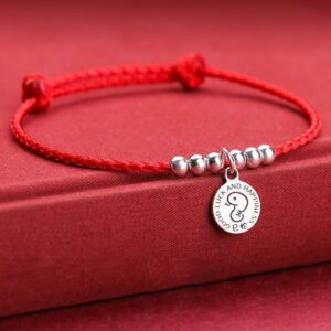 🔮 For When You Need Gentle Focus | Chinese Kid Red String 999 Sterling Silver Bracelet | AetherFate