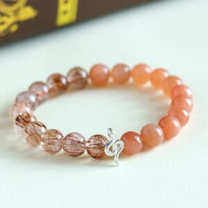 For When You Need Gentle Clarity — Rutilated Quartz & Obsidian Bracelet | AetherFate