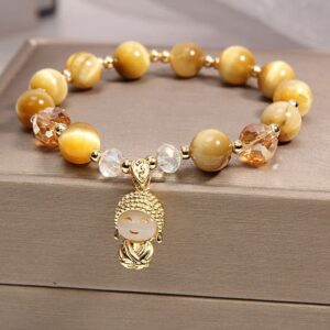 For When You Need Quiet Warmth | Yellow Tiger Eye Meditation Buddha Bracelet | AetherFate