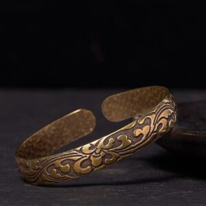 For When You Need Quiet Connection | Flowers Copper Brass Balance Self Care Cuff Bracelet Bangle | AetherFate