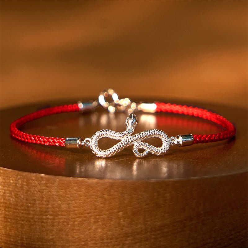 For When You Need Gentle Focus | 999 Sterling Silver Year Of Snake Red String Braided Bracelet | AetherFate - Image 6