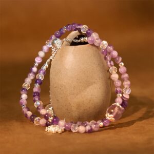 For When You Need Quiet Calm | Amethyst Crystal Sunflower Awareness Double Wrap Bracelet | AetherFate