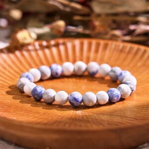 For When You Need Gentle Serenity | White Turquoise Picasso Jasper Blue Spot Jasper Relaxation Bracelet | AetherFate