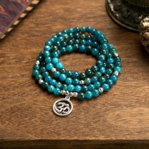 For When You Need Quiet Presence | 108 Mala Beads Apatite Bead Om The Tree Of Life Lotus Buddha Bracelet | AetherFate