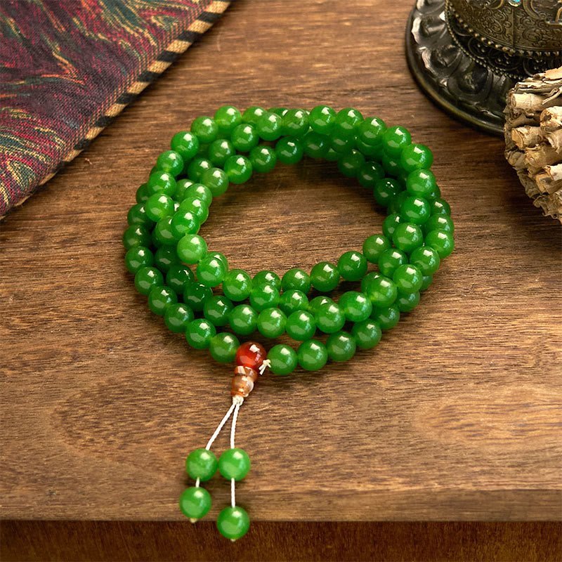 🔮 For When You Need Quiet Wisdom | 108 Mala Beads Cyan Jade Bracelet | AetherFate