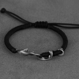For When You Need Gentle Focus | 999 Sterling Silver Shark Black Wax Rope Bracelet | AetherFate