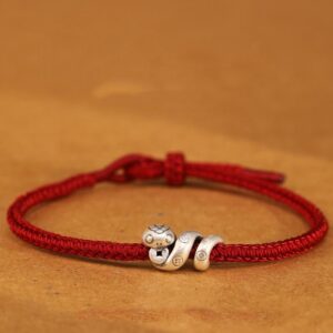 For When You Need Gentle Focus | 999 Sterling Silver Year of the Snake Handmade Copper Coin Braided Bracelet | AetherFate