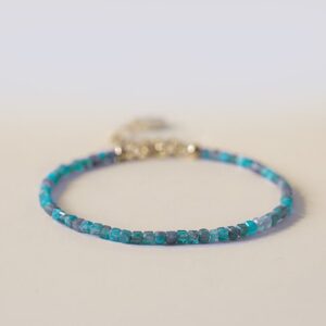Buddha Stone 2.5mm Apatite Ultra-thin Beads 14k Gold Plated Copper Heart Motivation Bracelet | AetherFate