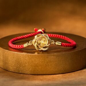 For When You Need Quiet Connection | Rotatable Plum Red String Copper Brass Windmill Feng Sheng Shui Qi Braided Bracelet | AetherFate