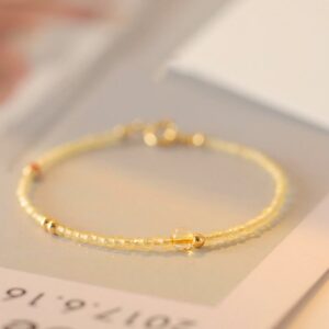 For When You Need Quiet Warmth | 2mm Ultra-thin Citrine 14K Gold Plated Copper Beads Bracelet | AetherFate