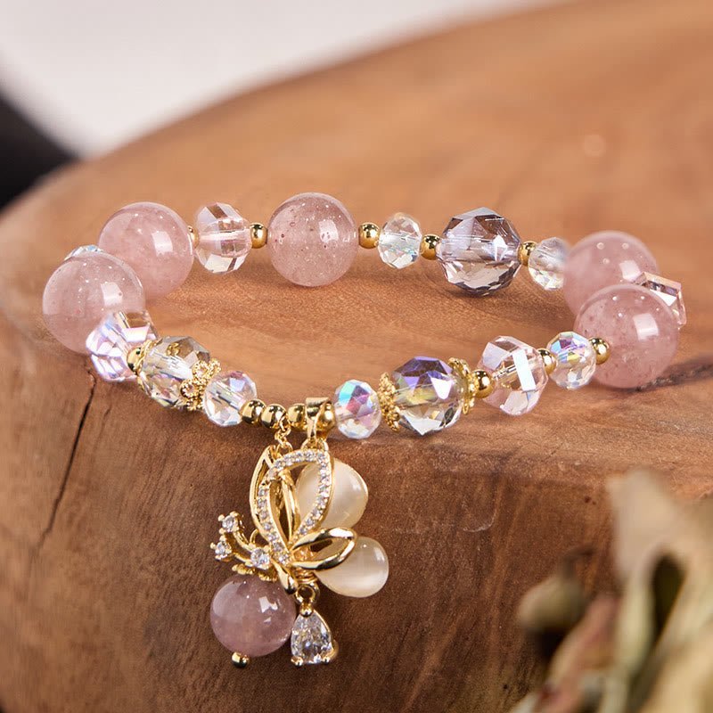 Soft Joy, Worn Daily. Strawberry Quartz Bracelet by AetherFate - Image 4
