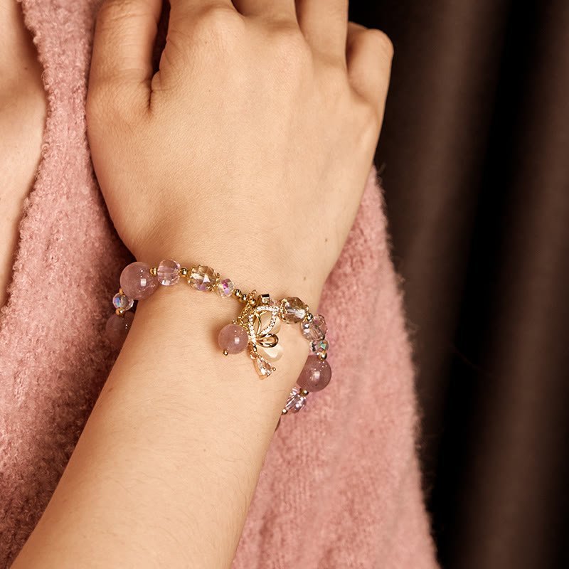 Soft Joy, Worn Daily. Strawberry Quartz Bracelet by AetherFate - Image 2