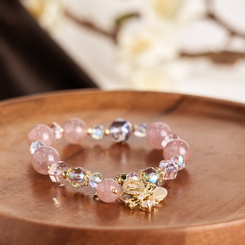 Soft Joy, Worn Daily. Strawberry Quartz Bracelet by AetherFate - Image 6