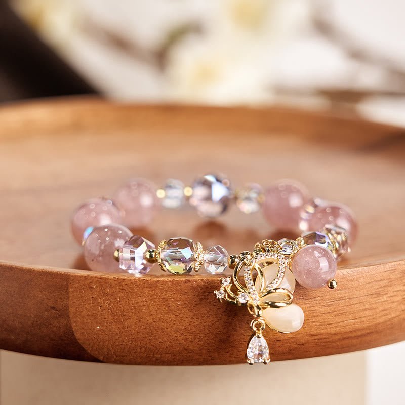Soft Joy, Worn Daily. Strawberry Quartz Bracelet by AetherFate - Image 8