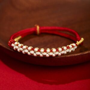 For When You Need Quiet Warmth | Tibetan Gold Thread Colorful Peach Blossom Knot Connection Braided Bracelet | AetherFate