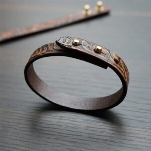 For When You Need Quiet Presence | Vintage Printed Leather Adjustable Buckle Balance Bracelet | AetherFate