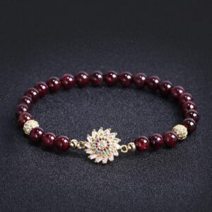 For When You Need Inner Warmth | Garnet Flower Zircon Bead Bracelet | AetherFate