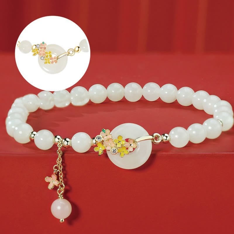 For When You Need Gentle Focus | Sterling Silver Hetian Jade Osmanthus Flowers Peace Buckle Zircon Bracelet Necklace Pendant | AetherFate - Image 3