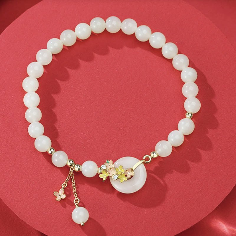 For When You Need Gentle Focus | Sterling Silver Hetian Jade Osmanthus Flowers Peace Buckle Zircon Bracelet Necklace Pendant | AetherFate - Image 2